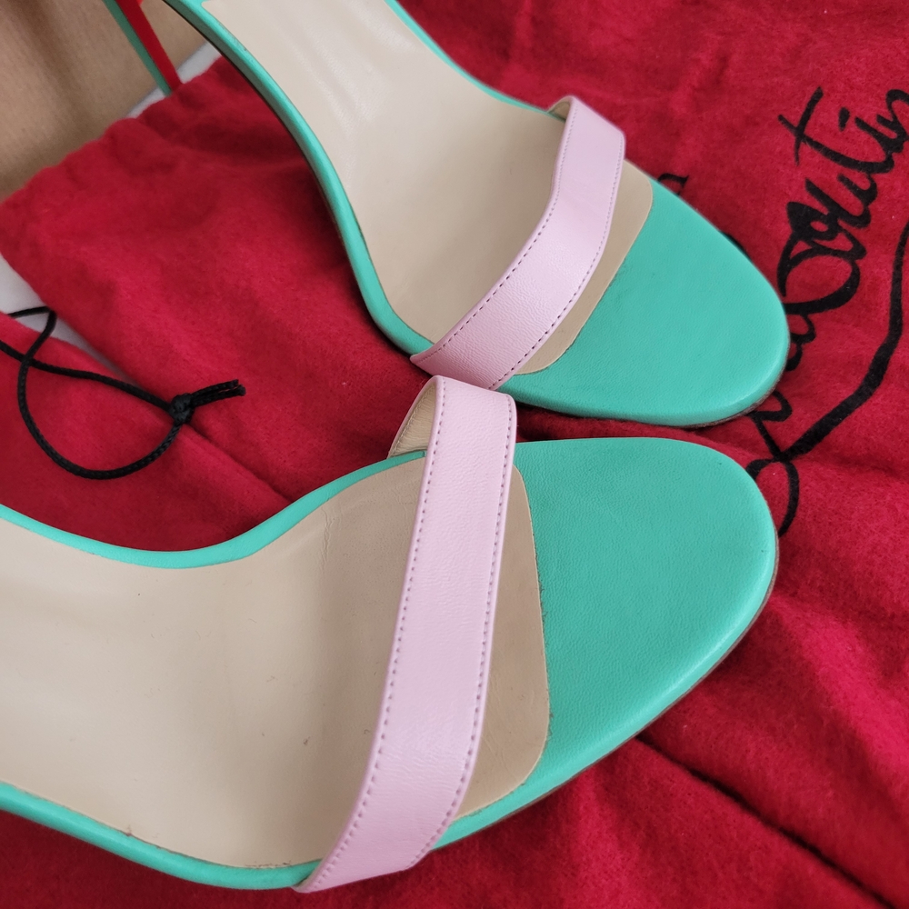 Christian Louboutin Pastel Green and Pink Heels - Picture 5 of 13